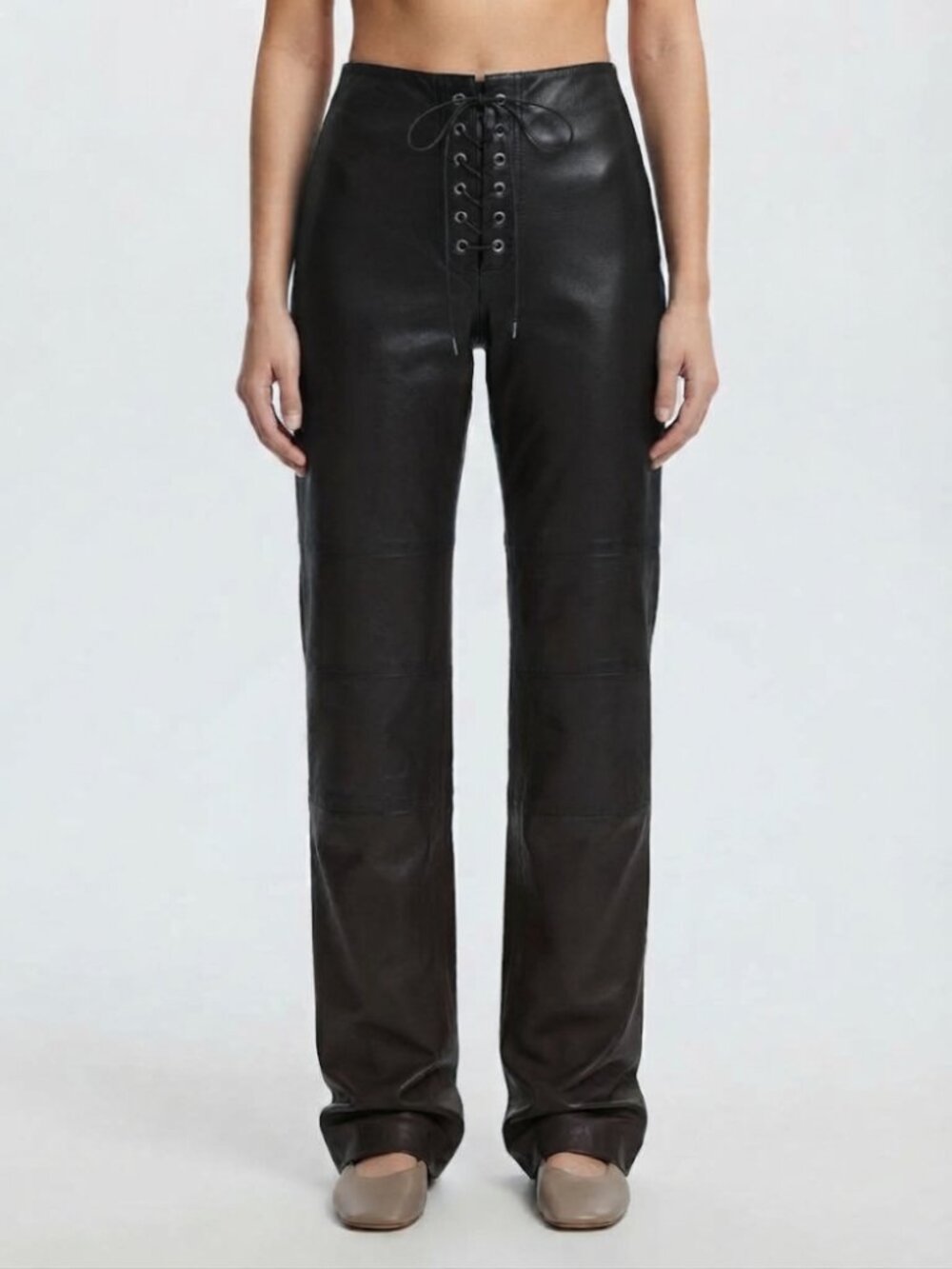 Naked Wardrobe Black Faux Leather Lace Up Pants High Rise Edgy Night Out Size S